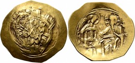 Michael VIII Palaeologus, 1261-1282. Hyperpyron (Gold, 28 mm, 4.15 g, 6 h), Constantinopolis. Bust of Virgin Mary, orans, within city walls furnished ...
