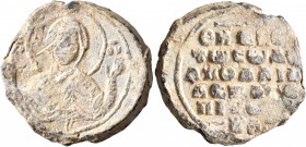 Apolaphar (?), protospatharios epi tou Chrysotriklinou, 11th century. Seal (Lead, 24 mm, 10.34 g, 11 h). MHP - ΘV Nimbate Theotokos “Blachernitissa”, ...