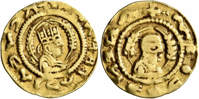 AXUM. Kaleb, circa 510-540. Tremissis (Gold, 17 mm, 1.58 g, 1 h). ΧΑΛΗΒ ΒΑCΙΛЄΥC...