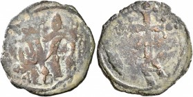 CRUSADERS. Edessa. Baldwin II, second reign, 1108-1118. Follis (Bronze, 22 mm, 4.07 g, 5 h). Count Baldwin II, dressed in chain-armour and conical hel...