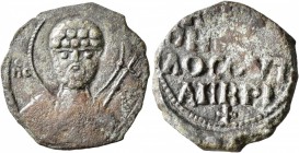 CRUSADERS. Antioch. Tancred, regent, 1101-1112. Follis (Bronze, 23 mm, 4.36 g, 5 h). Ο / ΠΕ-Τ/P/O/C Nimbate bust of St. Peter facing, raising his righ...