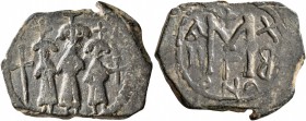 ISLAMIC, Time of the Rashidun. Pseudo-Byzantine types. Fals (Bronze, 23 mm, 4.26 g, 6 h), imitating a 'Cyprus follis', uncertain mint, 15/16-23/4 AH =...