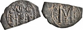 ISLAMIC, Time of the Rashidun. Pseudo-Byzantine types. Fals (Bronze, 29 mm, 4.81 g, 7 h), imitating a 'Cyprus follis', uncertain mint, 15/16-23/4 AH =...