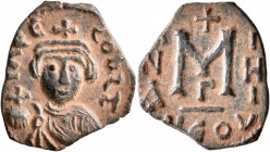 ISLAMIC, Time of the Rashidun. Pseudo-Byzantine types. Fals (Bronze, 21 mm, 3.18 g, 12 h), imitating a RY 3 follis of Constans II, uncertain mint, cir...