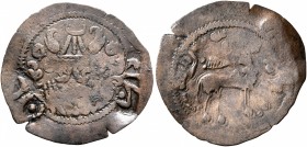 ISLAMIC, Umayyad Caliphate. temp. 'Abd al-Malik ibn Marwan, AH 65-86 / AD 685-705. Pashiz (Bronze, 20 mm, 0.77 g, 6 h), Anonymous Arab-Sasanian type, ...