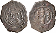 ISLAMIC, Umayyad Caliphate. Uncertain period (pre-reform), AH 41-77 / AD 661-697. Pashiz (Bronze, 18 mm, 1.78 g, 6 h), Anonymous type, ST (Stakhr), da...