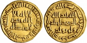 ISLAMIC, Umayyad Caliphate. temp. al-Walid I ibn 'Abd al-Malik, AH 86-96 / AD 705-715. Dinar (Gold, 20 mm, 4.19 g, 7 h), no mint name, AH 87 = AD 705/...