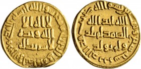 ISLAMIC, Umayyad Caliphate. temp. al-Walid I ibn 'Abd al-Malik, AH 86-96 / AD 705-715. Dinar (Gold, 20 mm, 4.25 g, 6 h), no mint name, AH 87 = AD 705/...