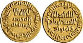 ISLAMIC, Umayyad Caliphate. temp. Suleiman ibn 'Abd al-Malik, AH 96-99 / AD 715-717. Dinar (Gold, 20 mm, 4.25 g, 8 h), no mint name, AH 98 = AD 716/7....