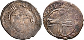 ISLAMIC, Mongols. Ilkhanids (?). Uncertain, 1256-1335. Fals (Bronze, 20 mm, 2.44 g), uncertain mint (in Armenia?). Sun-face in center; around, legend ...