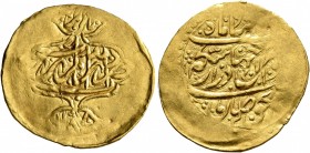 ISLAMIC, Persia (Post-Mongol). Zands. Muhammad Karim Khan, AH 1164-1193 / AD 1751-1779. 1/4 Mohur (Gold, 24 mm, 2.69 g, 1 h), Rasht, AH 1187 = AD 1775...
