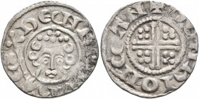 BRITISH, Plantagenet. Henry II, 1154-1189. Penny (Silver, 17 mm, 1.44 g, 7 h), Canterbury. hЄNRICVS RЄX Crowned bust of Henry II, holding cruciform sc...