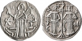 BULGARIA. Second Empire. Ivan Aleksandar, 1331–1371. Gros (Silver, 20 mm, 1.69 g, 6 h), with Mihail Asen IV, 1331-1355. Christ standing facing before ...