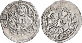 BULGARIA. Second Empire. Ivan Sracimir, 1356–1397. Half Gros (Silver, 18 mm, 0.68 g, 5 h). Half-length bust of Christ facing within pelleted circle, n...