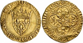 FRANCE, Royal. Charles VI le Bien-Aimé/le Fol (the Well-Beloved/the Mad), 1380-1422. Écu d’or à la couronne (Gold, 29 mm, 3.71 g, 8 h), Toulouse, 2 No...
