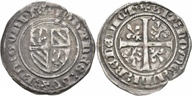 FRANCE, Provincial. Bourgogne (duché). Jean I sans peur (the Fearless), 1404-1419. Blanc (Silver, 27 mm, 2.74 g, 6 h). Coat of arms. Rev. Cross pattée...