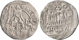 GERMANY. Köln (Erzbistum). Pfennig (Silver, 18 mm, 1.70 g, 8 h), Engelbert von Berg, 1216-1225. ЄNGЄLB[...] Half-length bust of Archbisop facing, hold...