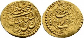 IRAN, Qajars. Fath 'Ali Shah, as Shah, AH 1212-1250 / AD 1797-1834. Toman (Gold, 27 mm, 4.60 g, 12 h), Yazd, AH 12[...] = AD 18[..]. Album 2865. Light...