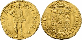 ITALY. Modena. Cesare d'Este, 1598-1628. Ongaro or Ducat (Gold, 22 mm, 3.43 g, 6 h). •CAESAR•DVX •MVT•REG•& Cesare standing right, holding scepter ove...