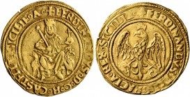 ITALY. Sicilia (Regno). Ferdinando II il Cattolico (the Catholic), 1504-1516. Trionfo (Gold, 23 mm, 3.49 g, 4 h), Messina. +FERDINANDVS D•G•R•CASTELLE...