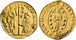 ITALY. Venezia (Venice). Ludovico Manin, 1789-1797. Ducat (Gold, 22 mm, 3.42 g, 2 h). St. Mark standing right, presenting banner to Doge kneeling left...