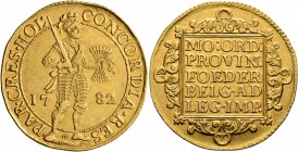 LOW COUNTRIES. Verenigde Nederlanden (United Netherlands). 1581-1795. 2 Ducats (Gold, 28 mm, 6.91 g, 1 h), Holland, 1782. PAR•CRES•HOL• - CONCORDIA•RE...