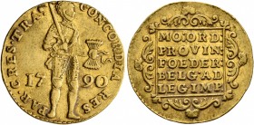 LOW COUNTRIES. Verenigde Nederlanden (United Netherlands). 1581-1795. Ducat (Gold, 22 mm, 3.46 g, 1 h), Utrecht, 1790. PAR•CRES•TRA• - CONCORDIA RES K...