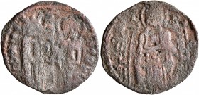 SERBIA. Stefan Uros II Milutin, king, 1282-1321. AE (Copper, 21 mm, 1.59 g, 7 h), a contemporary imitation of a gros of Stefan Uros II Milutin. VROSIV...