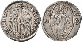 SERBIA. Stefan Uros IV Dusan, as Tsar, 1345-1355. Gros (Silver, 20 mm, 1.21 g, 5 h). STPKS Im-PЄRAT Stefan Uroš IV standing facing on the left, holdin...
