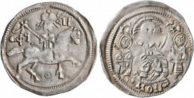 SERBIA. Stefan Uros V, as tsar, 1355-1371. Gros (Silver, 21 mm, 1.19 g, 9 h). CΦЧ• ZP Stefan Uroš V on horseback to right, holding cruciform scepter i...