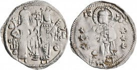SERBIA. Stefan Uros V, as tsar, 1355-1371. Gros (Silver, 20 mm, 1.07 g, 7 h). ૪POω ЧP Stefan Uroš V standing facing on the left, holding cruciform sce...