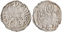 SERBIA. Stefan Uros V, as tsar, 1355-1371. Gros (Silver, 17 mm, 0.79 g, 7 h). INPЄRA TORVROS Ornamented helmet with feathers on top. Rev. Christ, nimb...