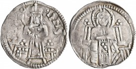 SERBIA. Stefan Lazar Hrebljanovic, Knez of Serbia, 1371-1389. Gros (Silver, 17 mm, 0.85 g, 6 h). KNE Єb ΛA ЄPb Knez Lazar Hrebljanović standing facing...