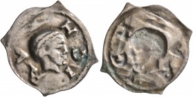 SWITZERLAND. Zürich. Fraumünsterabtei, 13th century. Vierzipfliger Pfennig (Silver, 20 mm, 0.41 g). ZVRICH Head of Saint Felix to right. Rev. Incuse o...