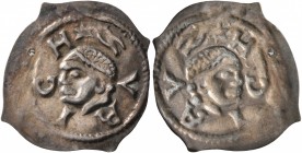 SWITZERLAND. Zürich. Fraumünsterabtei, 13th century. Vierzipfliger Pfennig (Silver, 20 mm, 0.40 g). ZVRICH Head of Saint Felix to left. Rev. Incuse of...