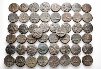 A lot containing 50 bronze coins. All: Syracuse. Fine to about very fine. LOT SOLD AS IS, NO RETURNS. 50 coins in lot.


From a European collection...