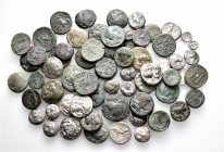 A lot containing 25 silver and 42 bronze coins. All: Greek. Fine to very fine. LOT SOLD AS IS, NO RETURNS. 67 coins in lot.
