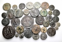 A lot containing 1 silver and 35 bronze coins. All: Greek, Roman Provincial, Roman Imperial, Byzantine, early Medieval and Islamic. Fair to very fine....