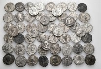 A lot containing 57 bronze coins. All: Roman Imperial. Fine to very fine. LOT SOLD AS IS, NO RETURNS. 57 coins in lot.