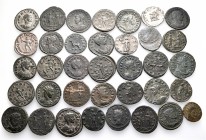 A lot containing 3 silver and 33 bronze coins. All: Roman Imperial. Fine to very fine. LOT SOLD AS IS, NO RETURNS. 36 coins in lot.