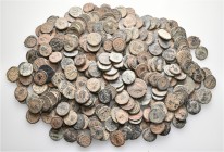 A lot containing 300 bronze coins. All: Roman Folles. About fine to about very fine. LOT SOLD AS IS, NO RETURNS. 300 coins in lot.