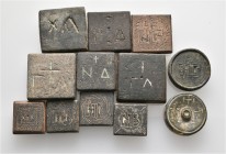 A lot containing 12 bronze weights. All: Byzantine. Fine to very fine. LOT SOLD AS IS, NO RETURNS. 12 coins in lot.