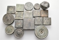 A lot containing 17 bronze weights. All: Byzantine. Fine to very fine. LOT SOLD AS IS, NO RETURNS. 17 coins in lot.