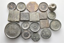 A lot containing 18 bronze weights. All: Byzantine. Fine to very fine. LOT SOLD AS IS, NO RETURNS. 18 coins in lot.