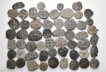 A lot containing 55 bronze coins. All: Arab-Byzantine. Very fine to good very fine. LOT SOLD AS IS, NO RETURNS. 55 coins in lot.