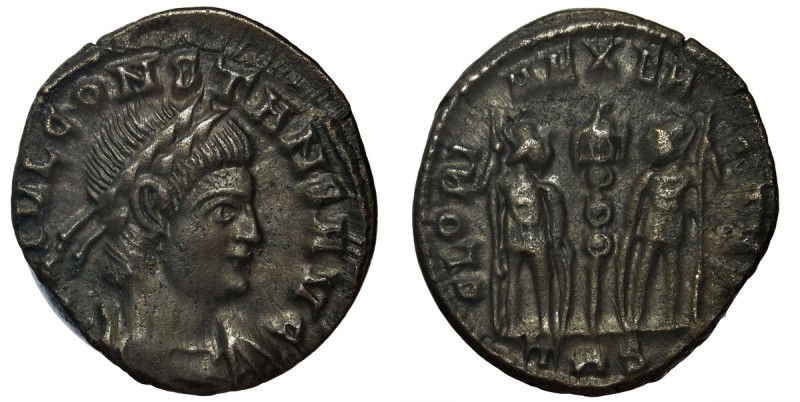 Cesarstwo Rzymskie, Konstans (337-350), Follis
 Mennica Trier
 Awers: popiersi...