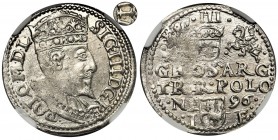Zygmunt III Waza, Trojak Olkusz 1596 - NGC MS61 - podwójne I