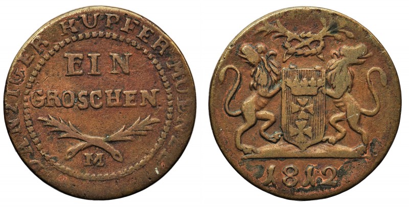 Wolne Miasto Gdańsk, Grosz 1812 M
 Odmiana z długimi gałązkami wieńca.&nbsp; 
...