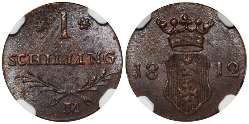 Wolne Miasto Gdańsk, Szeląg 1812 M - NGC MS63 BN
 Pokazowy szeląg Wolnego Miast...
