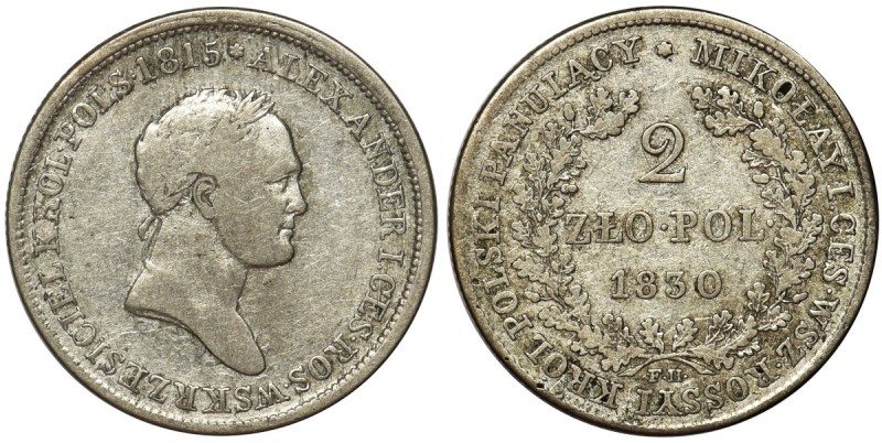 Królestwo Polskie, 2 złote Warszawa 1830 FH
 Dobrze zachowana moneta. Dobry det...
